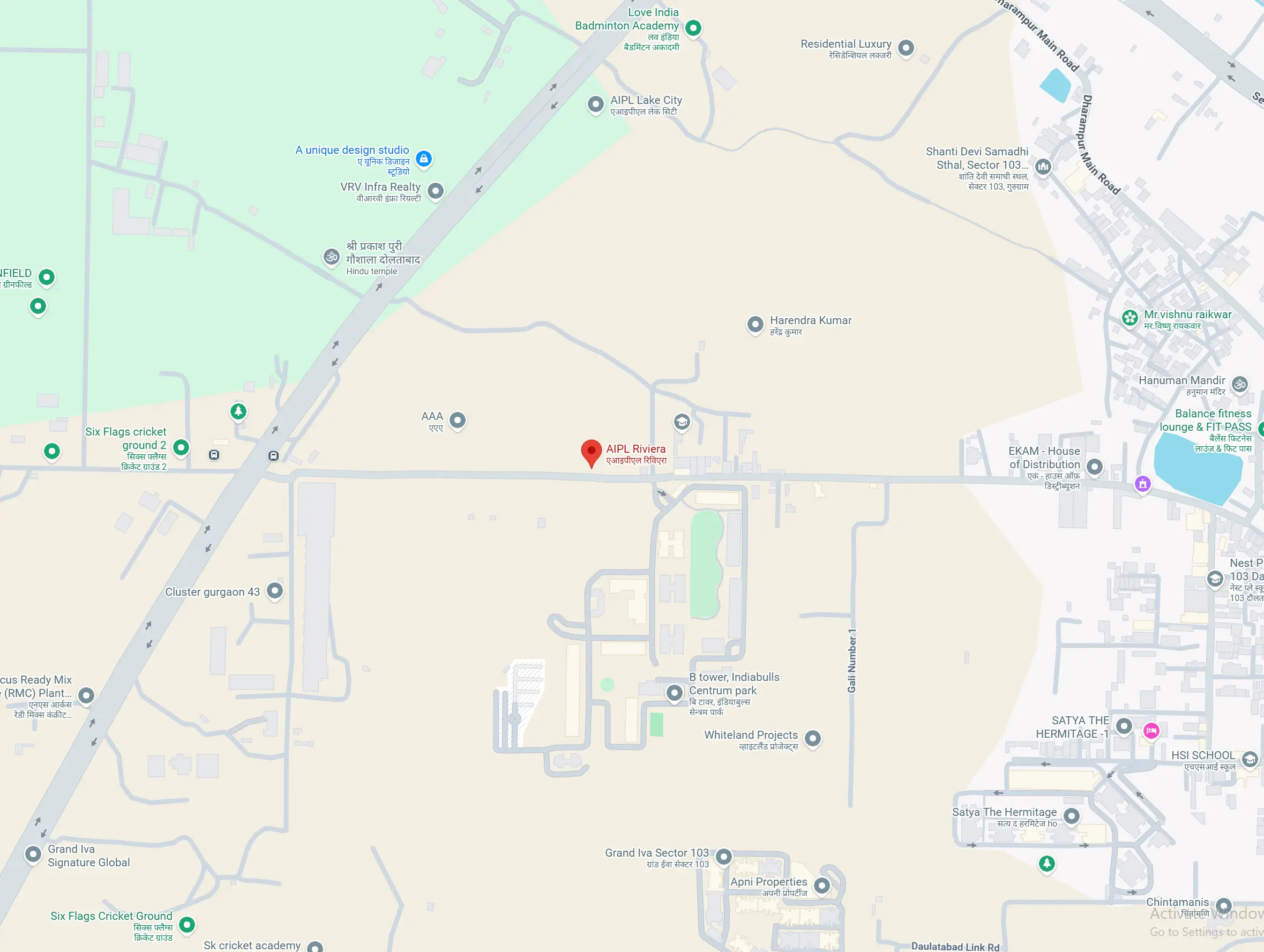 AIPL Riviera Location Map – Sector 103 Dwarka Expressway