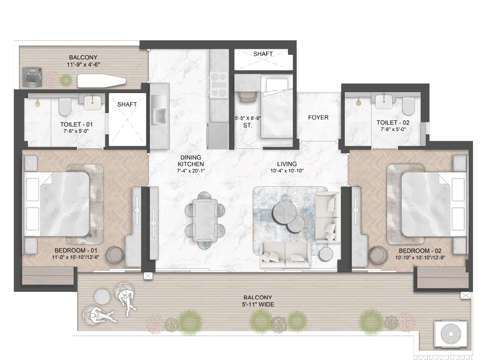 Type B Floor plan layout